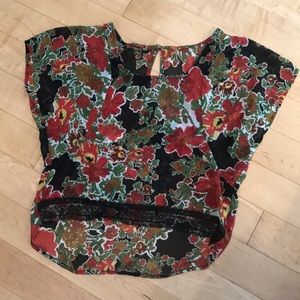 Zara shirt floral size S red black green colorful